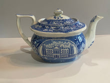 Load image into Gallery viewer, Historical Staffordshire Blue Teapot Hartford Connecticut State House
