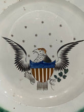 Load image into Gallery viewer, Staffordshire Pearlware Dinner Plate Green Edge Leeds Eagle and Shield
