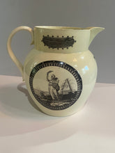 Load image into Gallery viewer, Staffordshire Creamware Liverpool Pitcher Thomas Jefferson and John Bull Cartoon with Columbia Washington Memorial

