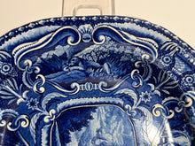 Load image into Gallery viewer, Staffordshire Blue Transfer Quadrupeds Platter with Rhino Ca. 1825
