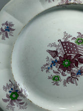 Load image into Gallery viewer, Staffordshire Mulberry Green Transfer Liberty Cap Patriotic Flag 3 Dinner Plates 1840
