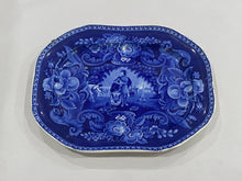 Load image into Gallery viewer, Historical Staffordshire Blue Platter Peace and Plenty by Clews 15 1/4”
