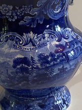 Load image into Gallery viewer, Historical Staffordshire Blue Mount Vernon Pitcher General Washington
