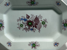 Load image into Gallery viewer, Staffordshire Mulberry Transfer Liberty Cap Patriotic Flag Small Platter 1840’s
