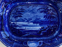 Load image into Gallery viewer, Historical Staffordshire Blue Platter View of Lake George New York Ca. 1825
