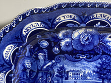 Load image into Gallery viewer, Historical Staffordshire Blue Platter States By Clews Washington
