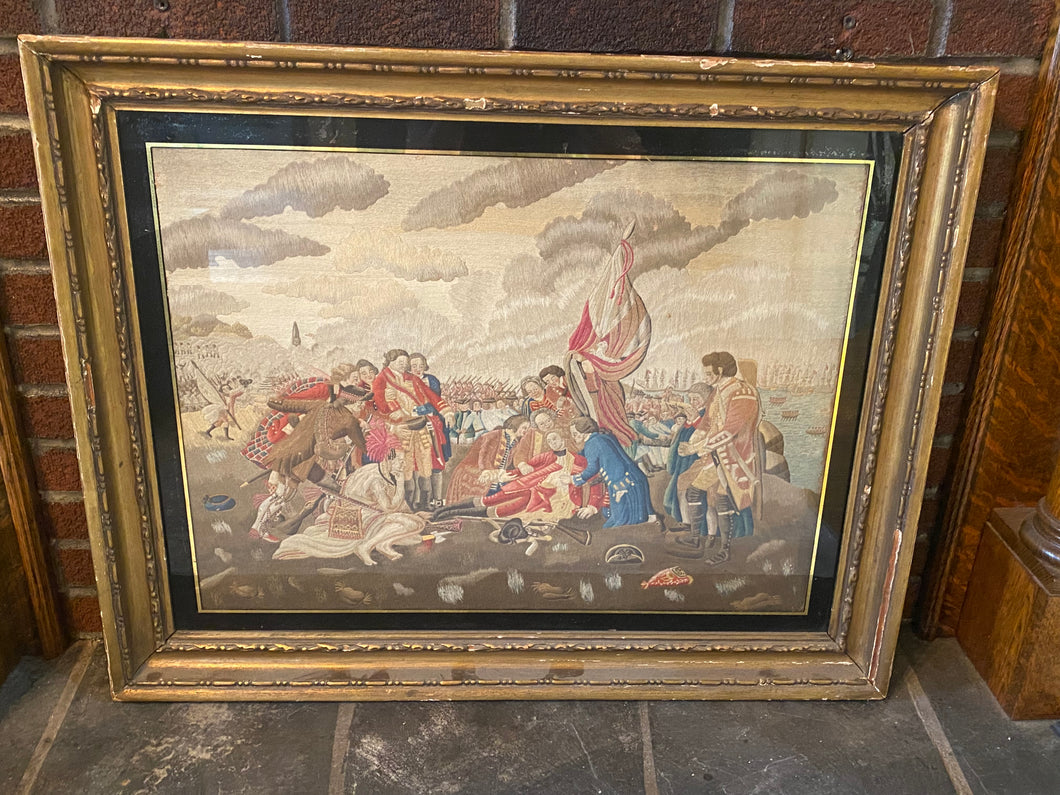 Late 18th - Early 19th Century Needlepoint Embroidery of The Death of General Wolfe At Quebec