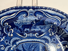 Load image into Gallery viewer, Staffordshire Blue Transfer Quadrupeds Platter with Rhino Ca. 1825
