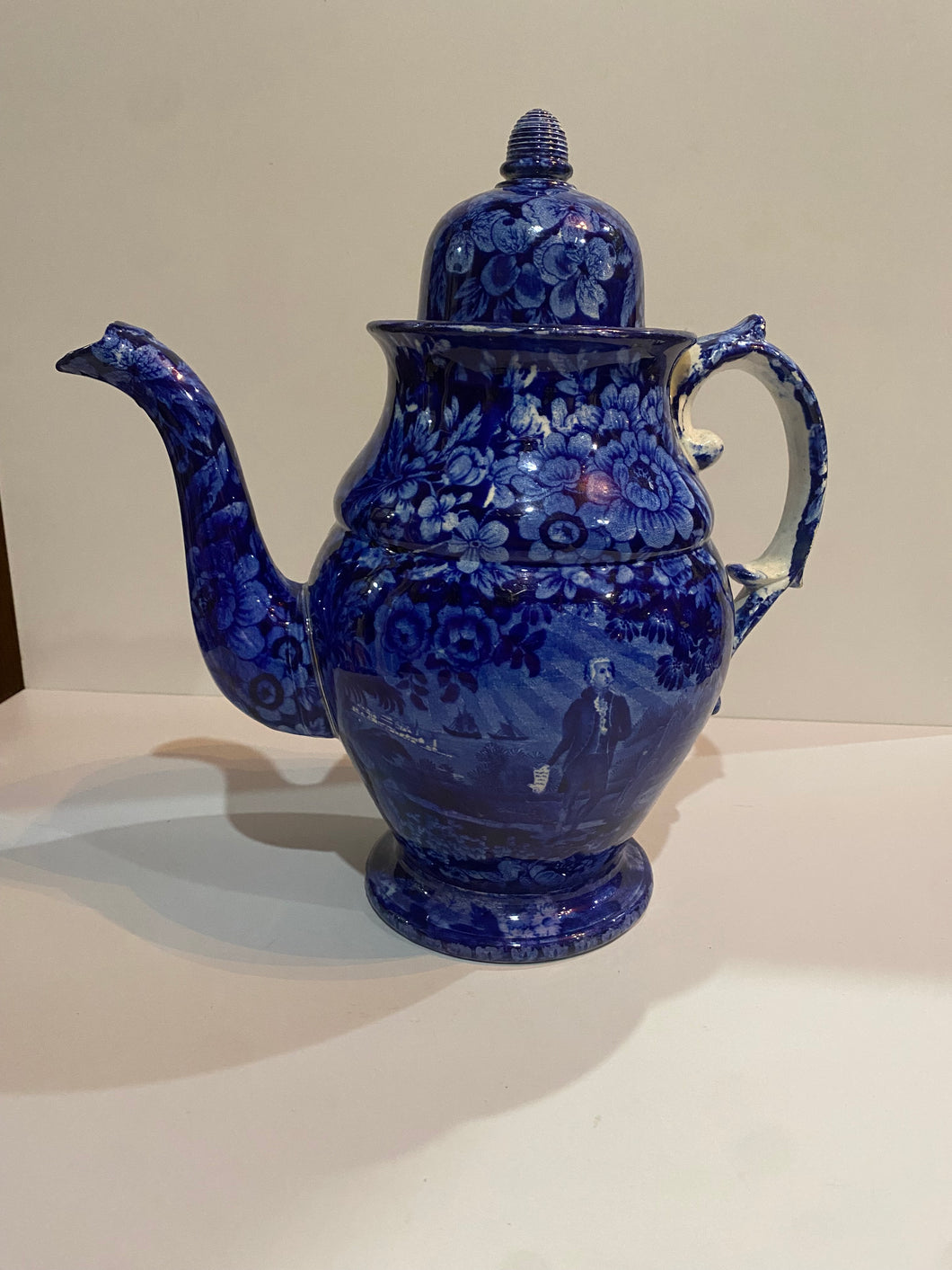 Historical Staffordshire Washington With Scroll In Hand Coffee Pot