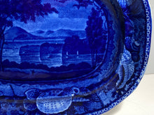 Load image into Gallery viewer, Historical Staffordshire Blue Platter Catskill Mountains Hudson River by Wood 1825
