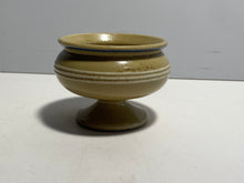 Load image into Gallery viewer, Antique Yelloware Mochaware Master Salt With White Bands Blue
