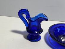 Load image into Gallery viewer, Boston And Sandwich Glass Lacy  Toy Pitcher And Basin Cobalt Blue Panel
