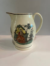 Load image into Gallery viewer, Staffordshire Creamware Liverpool Pitcher Polychrome American Ship and Sailor Hope Transfer
