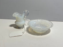 Load image into Gallery viewer, Boston And Sandwich Glass Lacy  Toy Pitcher And Basin Opalescent Ca. 1840’s

