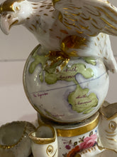 Load image into Gallery viewer, Staffordshire Porcelain Eagle and Globe Inkwell
