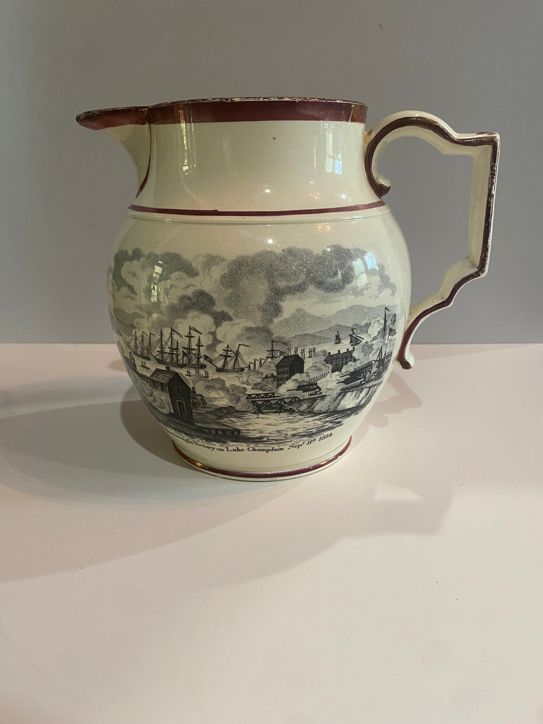 Staffordshire War of 1812 Pitcher Macdonough’s Victory on Lake Champlain