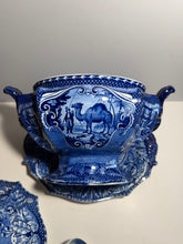 Load image into Gallery viewer, Dark Blue Staffordshire Quadrupeds Soup Tureen and Tray Camel
