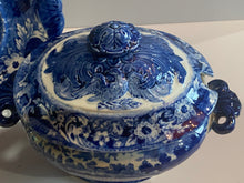 Load image into Gallery viewer, Historical Staffordshire Blue Gravy Tureen and Tray Upper Ferry Bridge Over River Schuylkill
