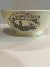 Load image into Gallery viewer, Staffordshire Liverpool Punch Bowl John Adams President John Jeffers Polychrome American Ship
