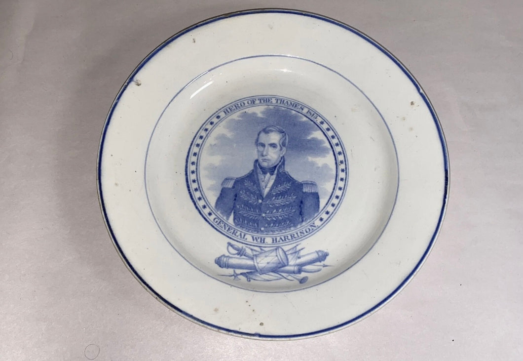Historical Staffordshire Hero Of Thames William Henry Harrison Plate Ca. 1830