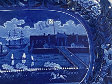 Load image into Gallery viewer, Historical Staffordshire Blue Landing of Lafayette Platter 15 1/4”
