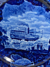 Load image into Gallery viewer, Historical Staffordshire Blue Dinner Plate Union Line Ship Ca. 1825
