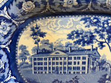 Load image into Gallery viewer, Historical Staffordshire Blue Platter Hartford Deaf &amp; Dumb Asylum Hartford 1825

