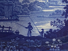 Load image into Gallery viewer, Historical Staffordshire Blue Platter English Castle River Scene Ca. 1825
