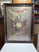 Load image into Gallery viewer, Antique Japanese Silk Embroidery Americana Patriotic Eagle Flag Marine Corp 1900
