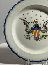 Load image into Gallery viewer, Staffordshire Pearlware Blue Shell Edge Leeds Plate Eagle Shield Historical
