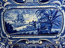 Load image into Gallery viewer, Staffordshire Blue Transfer Quadrupeds Platter with Rhino Ca. 1825
