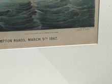 Load image into Gallery viewer, Original Currier &amp; Ives Large Folio Monitor &amp; Merrimac Ship Battle Civil War
