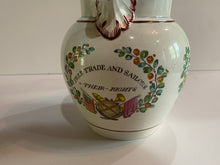 Load image into Gallery viewer, Staffordshire Pearlware Arms of United States and Free Trade and Sailors Their Rights Pitcher
