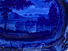 Load image into Gallery viewer, Historical Staffordshire Blue Platter Catskill Mountains Hudson River by Wood 1825
