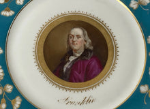 Load image into Gallery viewer, Antique Hand Painted Porcelain Plate Benjamin Franklin 19th Century

