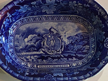 Load image into Gallery viewer, Historical Staffordshire Blue Vegetable Dish Arms of Massachusetts Ca. 1825
