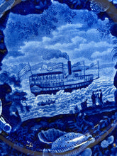 Load image into Gallery viewer, Historical Staffordshire Blue Dinner Plate Union Line Ship Ca. 1825
