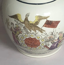 Load image into Gallery viewer, Historical Staffordshire Peace And Prosperity To America Pitcher Colored 1815
