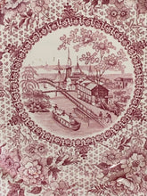 Load image into Gallery viewer, Historical Staffordshire Pink Transfer Plate Erie Canal of Buffalo Ca. 1835
