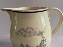 Load image into Gallery viewer, Staffordshire Creamware Liverpool Pitcher Navel Heros United States and Macedonian 1812 Commodore BainBridge
