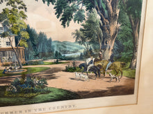 Load image into Gallery viewer, Original Currier &amp; Ives Print Summer In The Country Large Folio Horse Mansion
