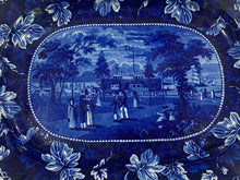 Load image into Gallery viewer, Historical Staffordshire Blue Esplanade Castle Gardens New York Platter 20 1/2”
