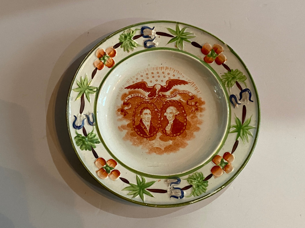 Staffordshire Pearlware General Lafayette and George Washington Children’s Plate