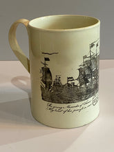 Load image into Gallery viewer, Staffordshire Creamware Liverpool Tankard Mug With Nelson Ship Battle Transfer
