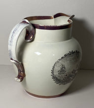 Load image into Gallery viewer, Staffordshire Stephen Decatur 1812 Pitcher Eagle Shield Hornet Peacock
