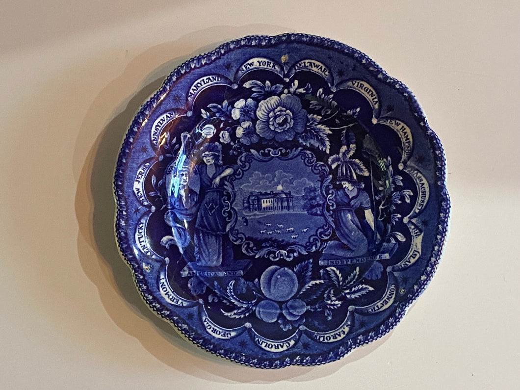 Historical Staffordshire Blue Plate “States” Pattern Ca. 1825