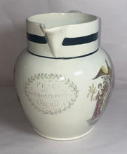 Load image into Gallery viewer, Historical Staffordshire Peace And Prosperity To America Pitcher Colored 1815

