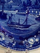 Load image into Gallery viewer, Historical Staffordshire Blue Plate Water Works Philadelphia with Side Wheeler
