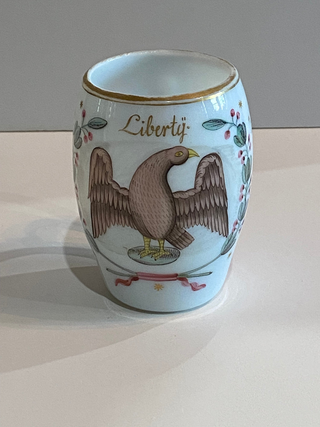 19th Century Bristol Glass Milk Glass  Blown Cup with Liberty and Eagle