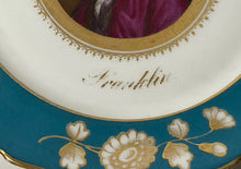 Load image into Gallery viewer, Antique Hand Painted Porcelain Plate Benjamin Franklin 19th Century
